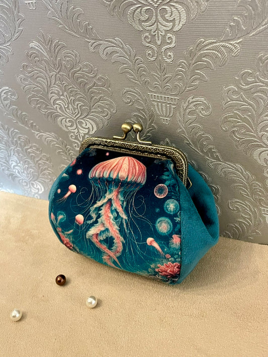 Porte-monnaie “Méduse Abysse” – Accessoire marin en velours