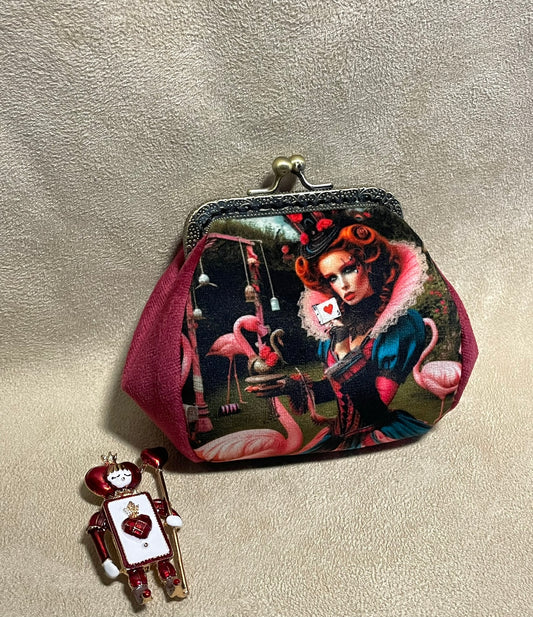 Porte-monnaie “Reine de Cœur Enchantée” – Accessoire vintage fait main - Univers Alice & fantasy gothique