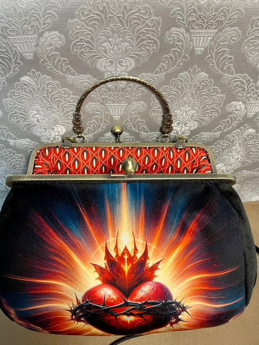 Sac à main « Ex-Voto Majesté » – Cœur Sacré & Style Baroque Mystique