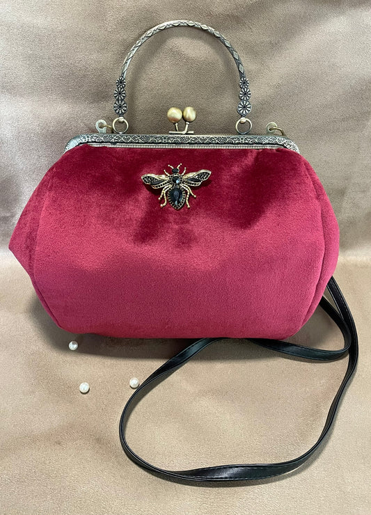 Sac à main Bijou « Velours Rubis Enchanté » – Style Vintage & Chic Baroque