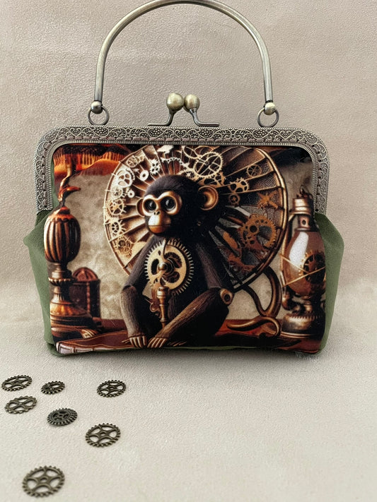 Clucht/Pochette singe monkey steampunk, engrenage