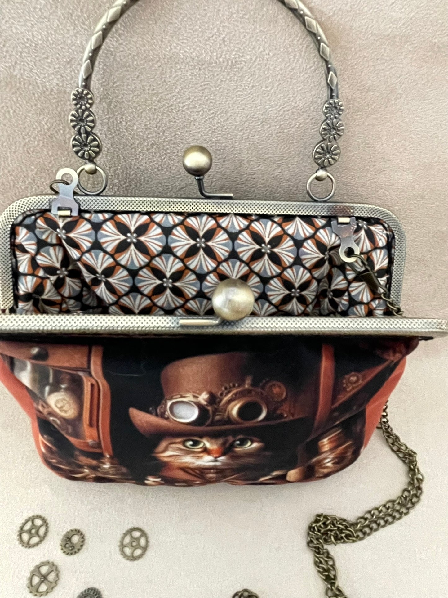 Clutch/Pochette Chat cat steampunk