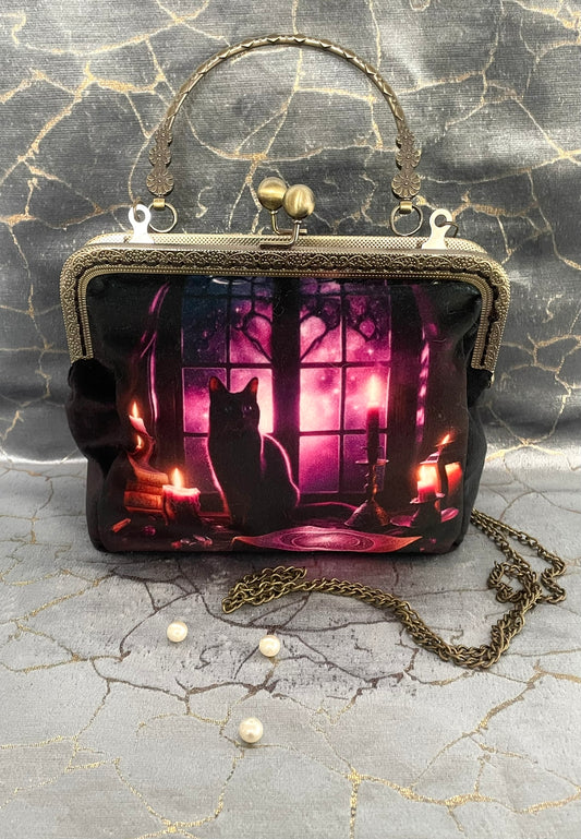 pochette, clutch chat noir mystique