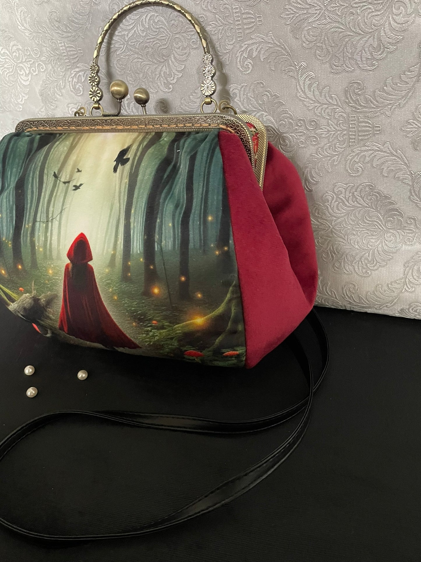 Sac Petit Chaperon Rouge Vintage – Sac Conte de Fees Femme – Sac Bandouliere Vintage Femme