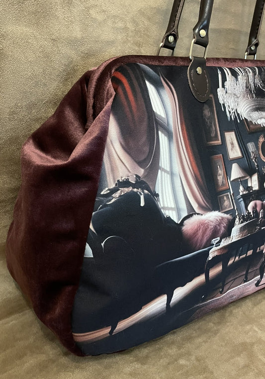 Le Sac "Mary" Salon Baroque & Sphynx | Velours Lie-de-Vin & Cuir – Le Comptoir de Suzanne
