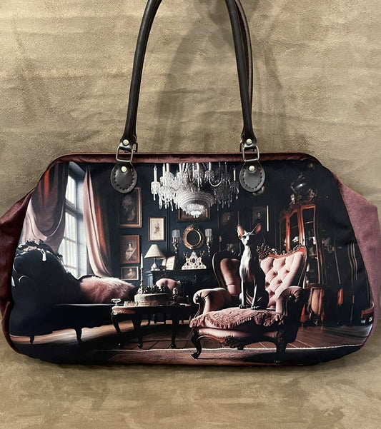 Sac « Salon Baroque et Sphynx » – Élégance Décadente et Esprit Rebelle