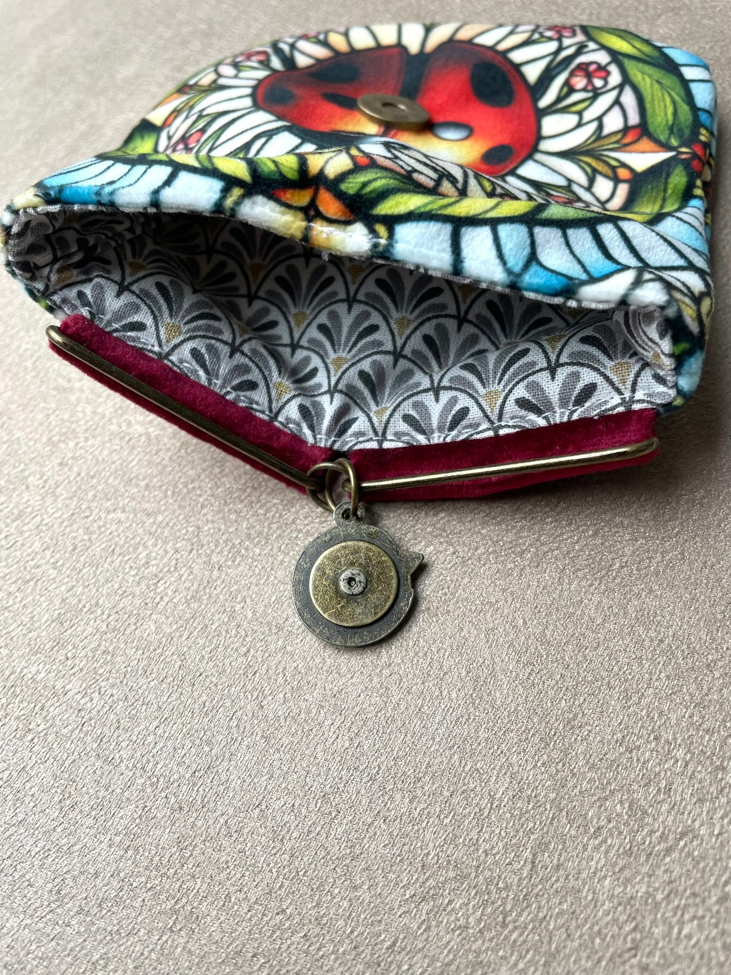 porte monnaie aimanté - Coccinelle et jardin enchanté