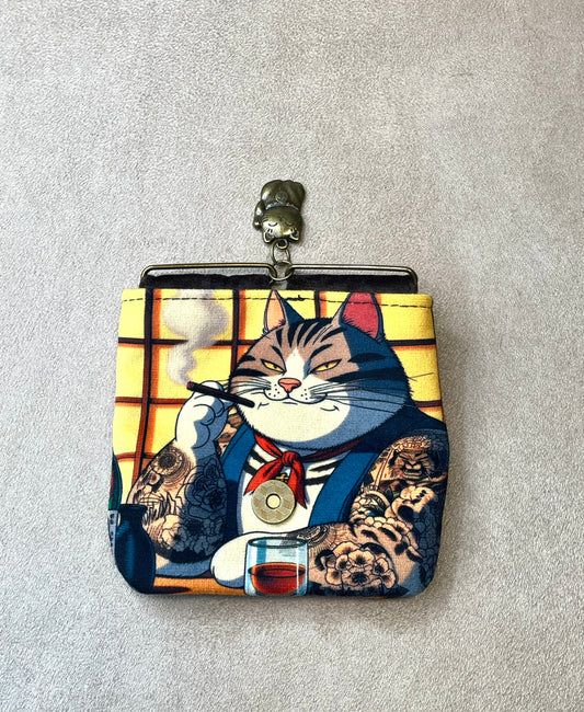 porte monnaie aimanté chat tatoué