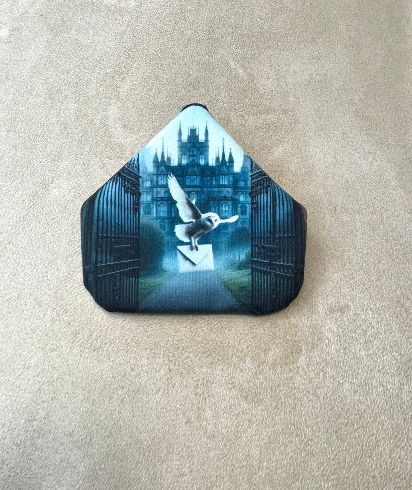 porte monnaie aimanté - Chouette messagère et château enchanté