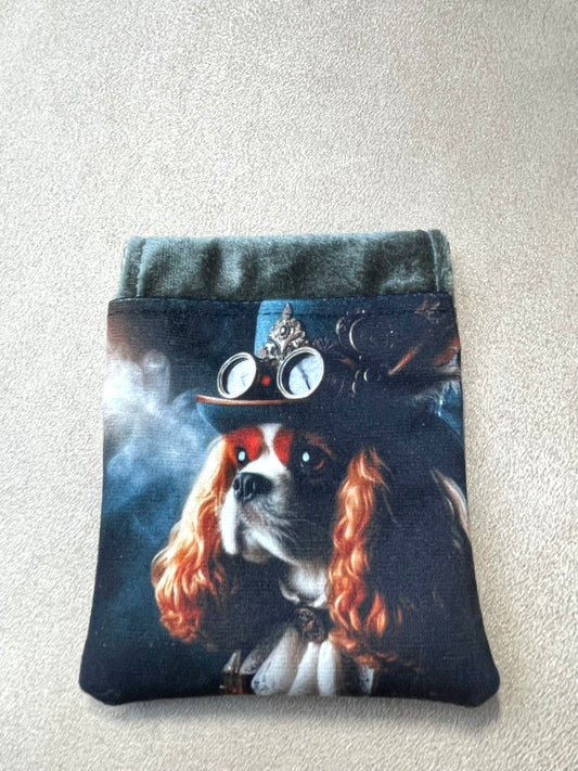Porte-monnaie clac "Chien Steampunk" – Illustration décalée & velours rétro – Accessoire compact et original