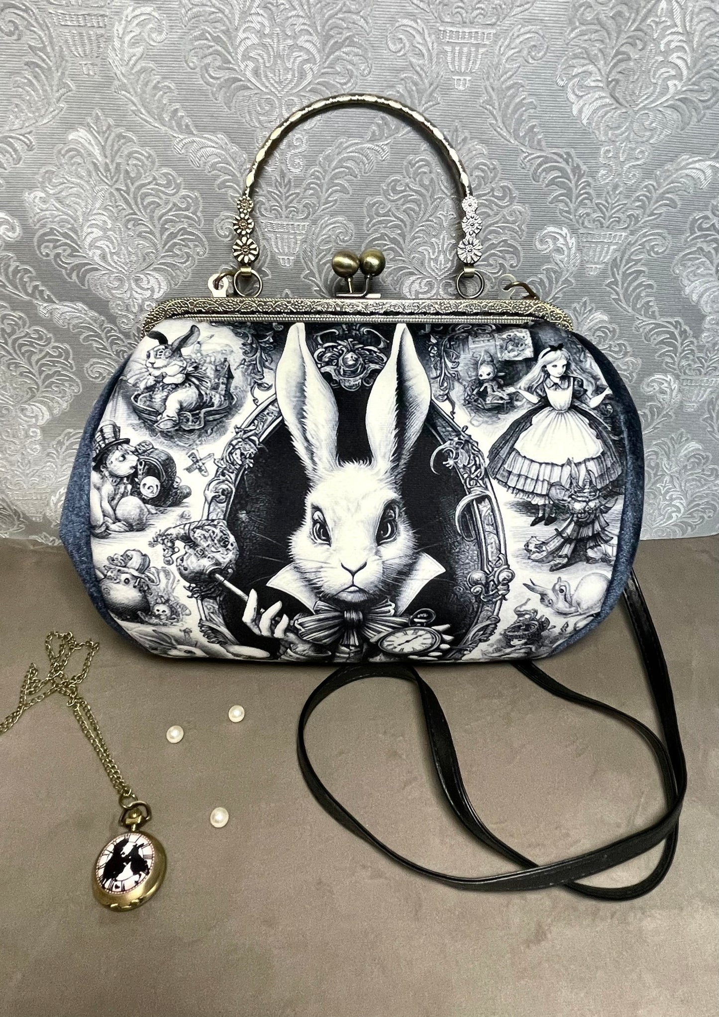 Sac vintage "Lapin Blanc" –  Alice au Pays des Merveilles