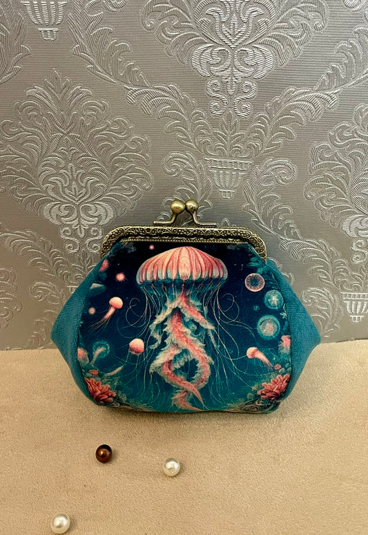 Porte-monnaie “Méduse Abysse” – Accessoire marin en velours
