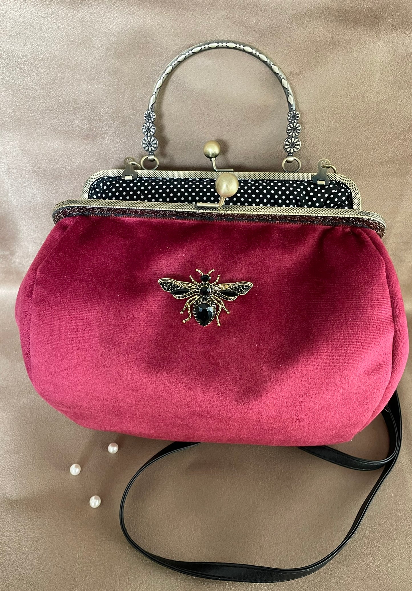 Sac à main Bijou « Velours Rubis Enchanté » – Style Vintage & Chic Baroque