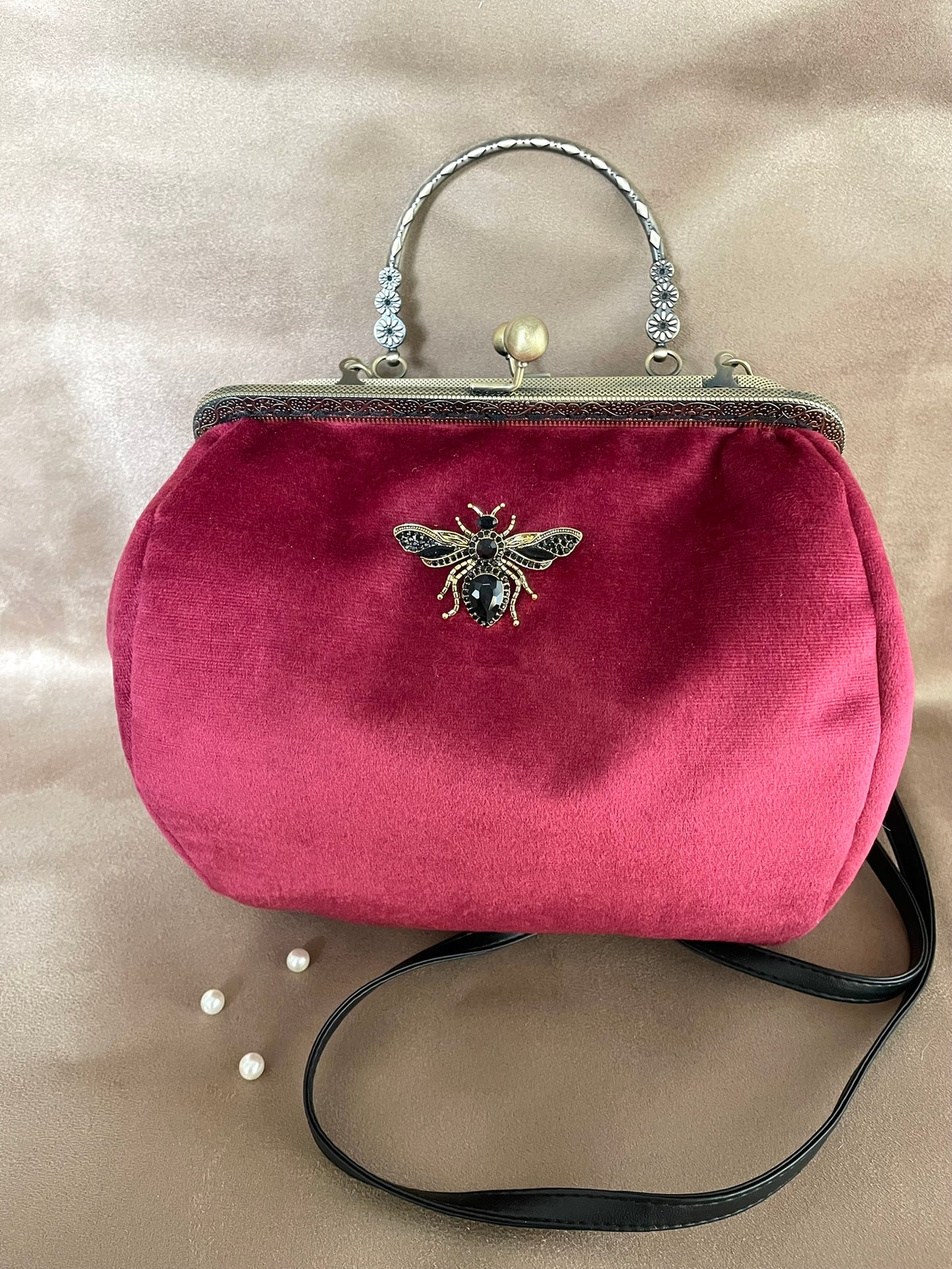 Sac à main Bijou « Velours Rubis Enchanté » – Style Vintage & Chic Baroque