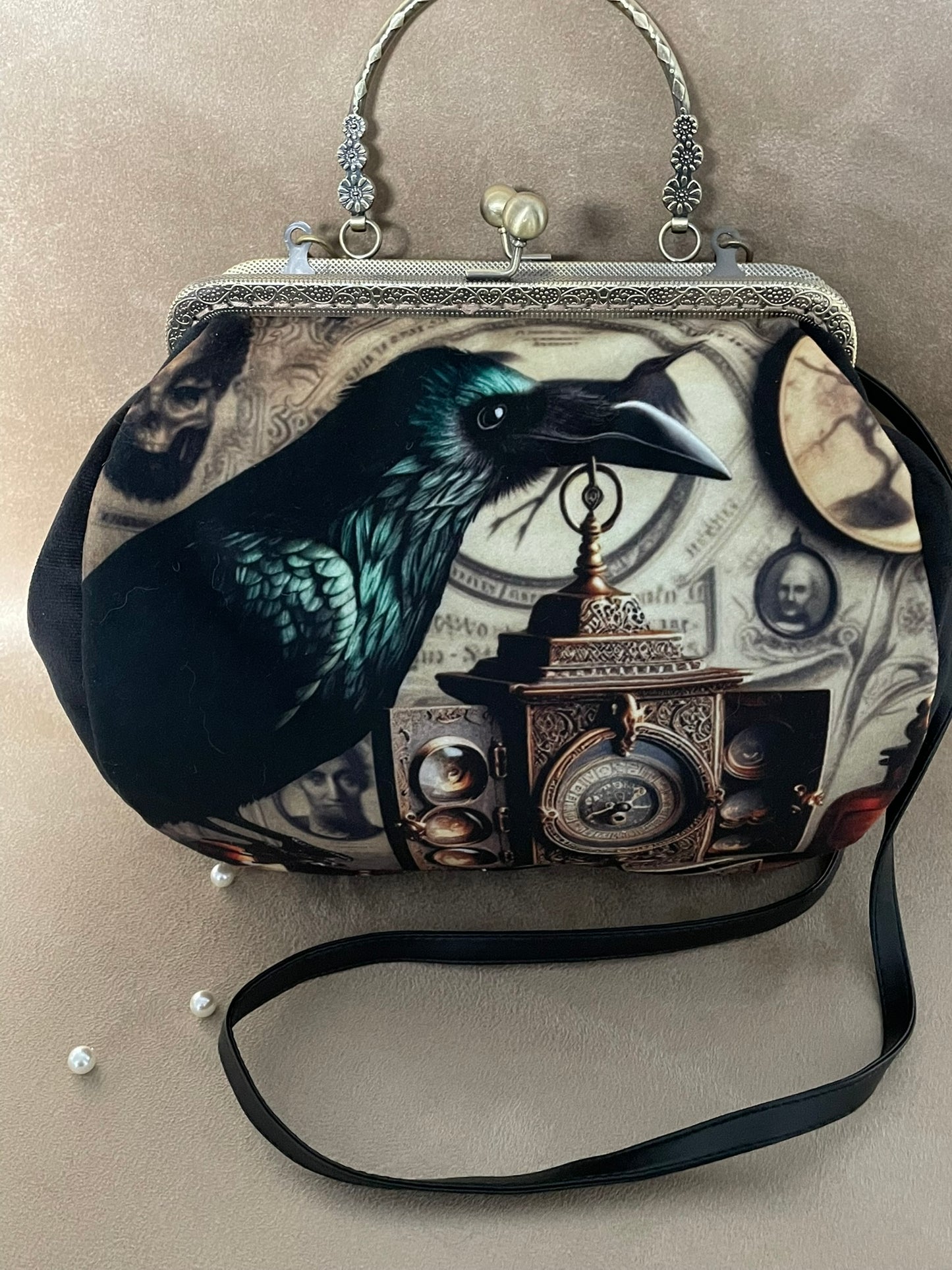 sac rétro corbeau, crow