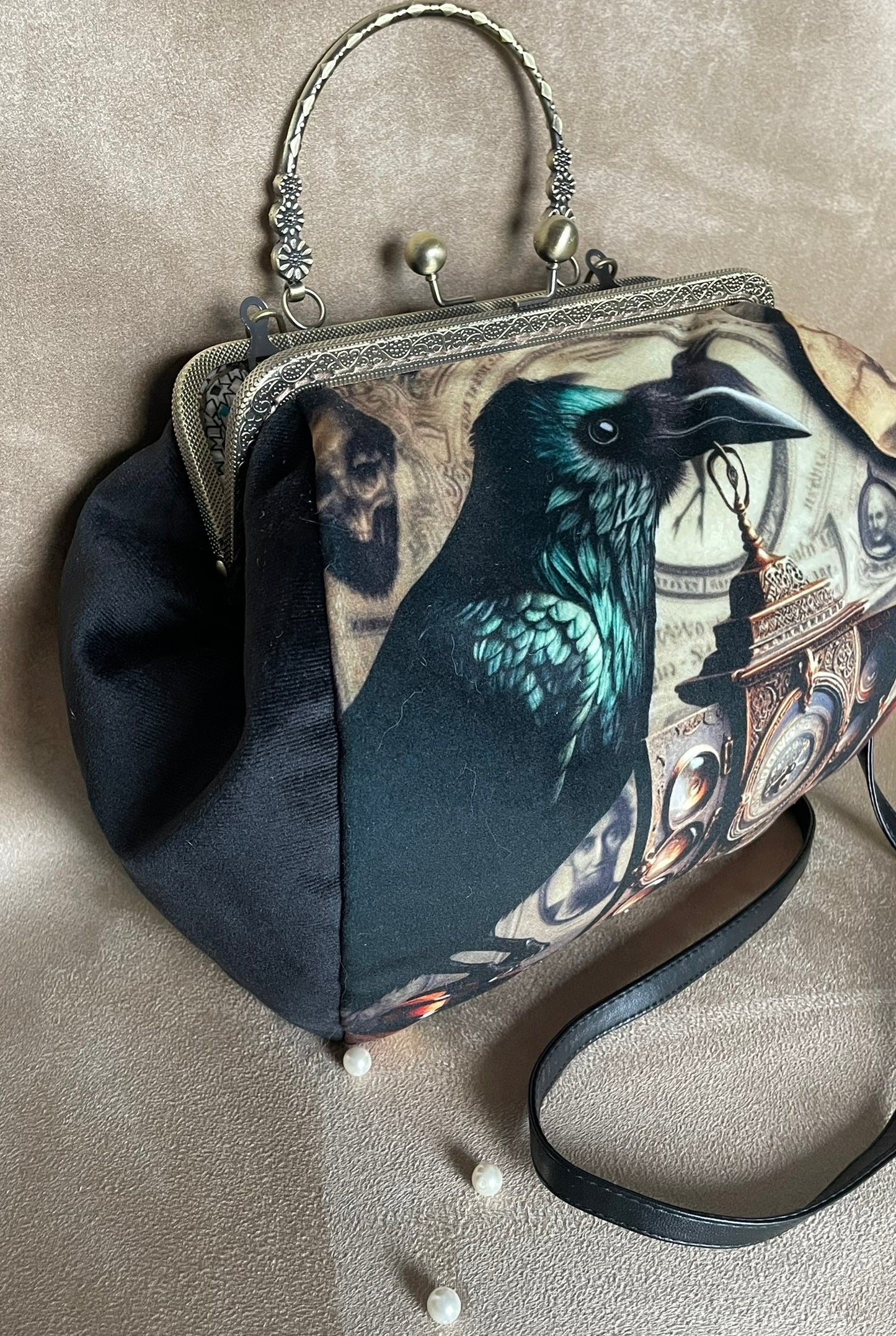 sac rétro corbeau, crow