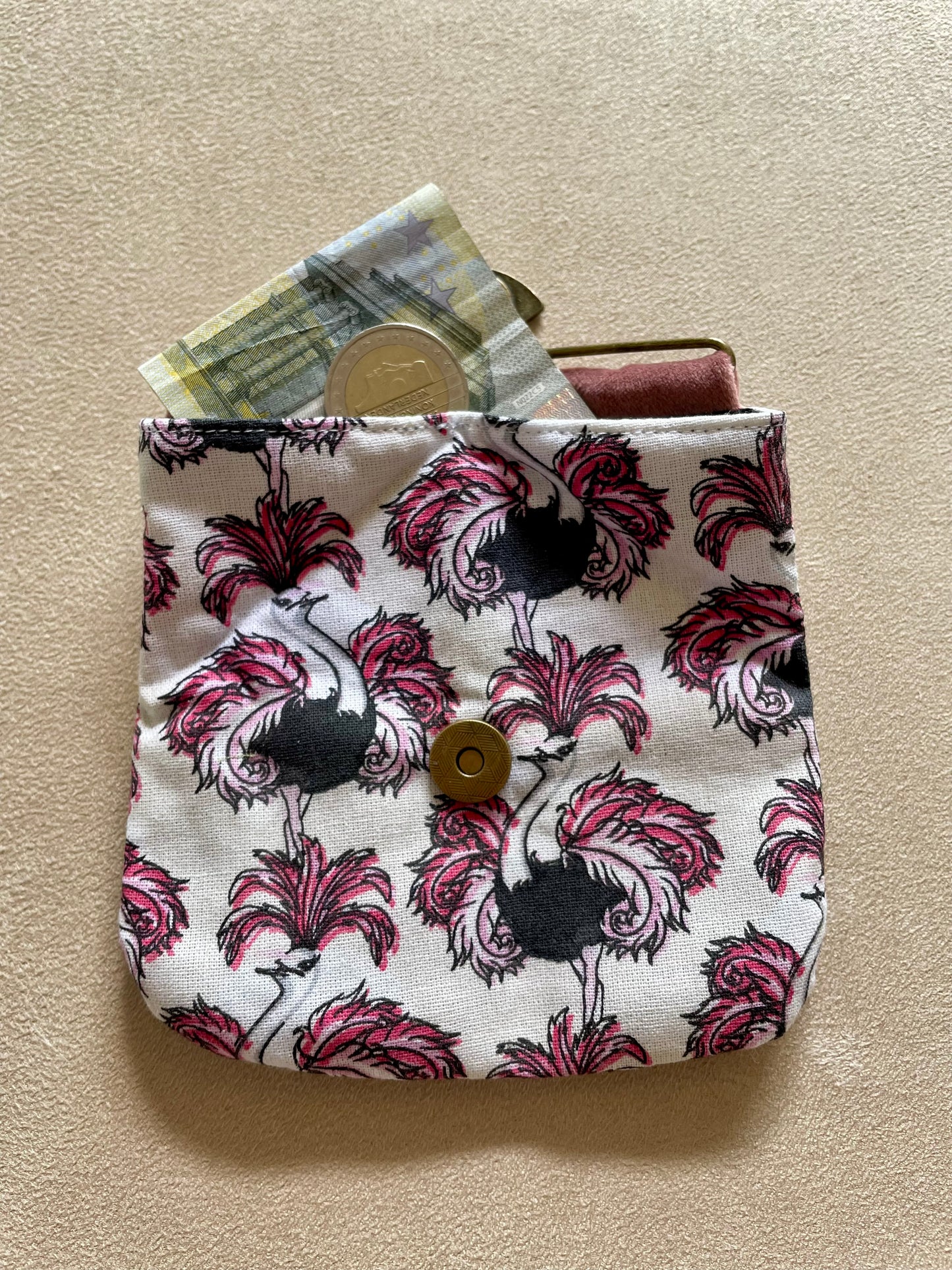 porte monnaie aimanté autruche