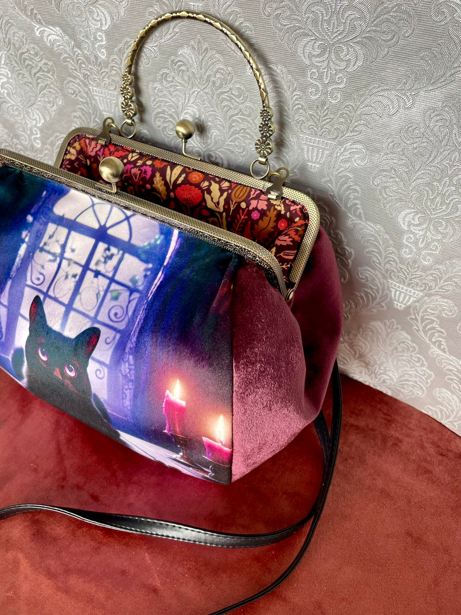 sac imprimé chat noir